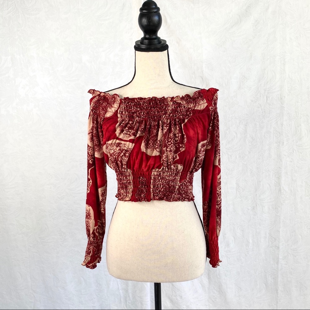 Red Off The Shoulder Crop Top